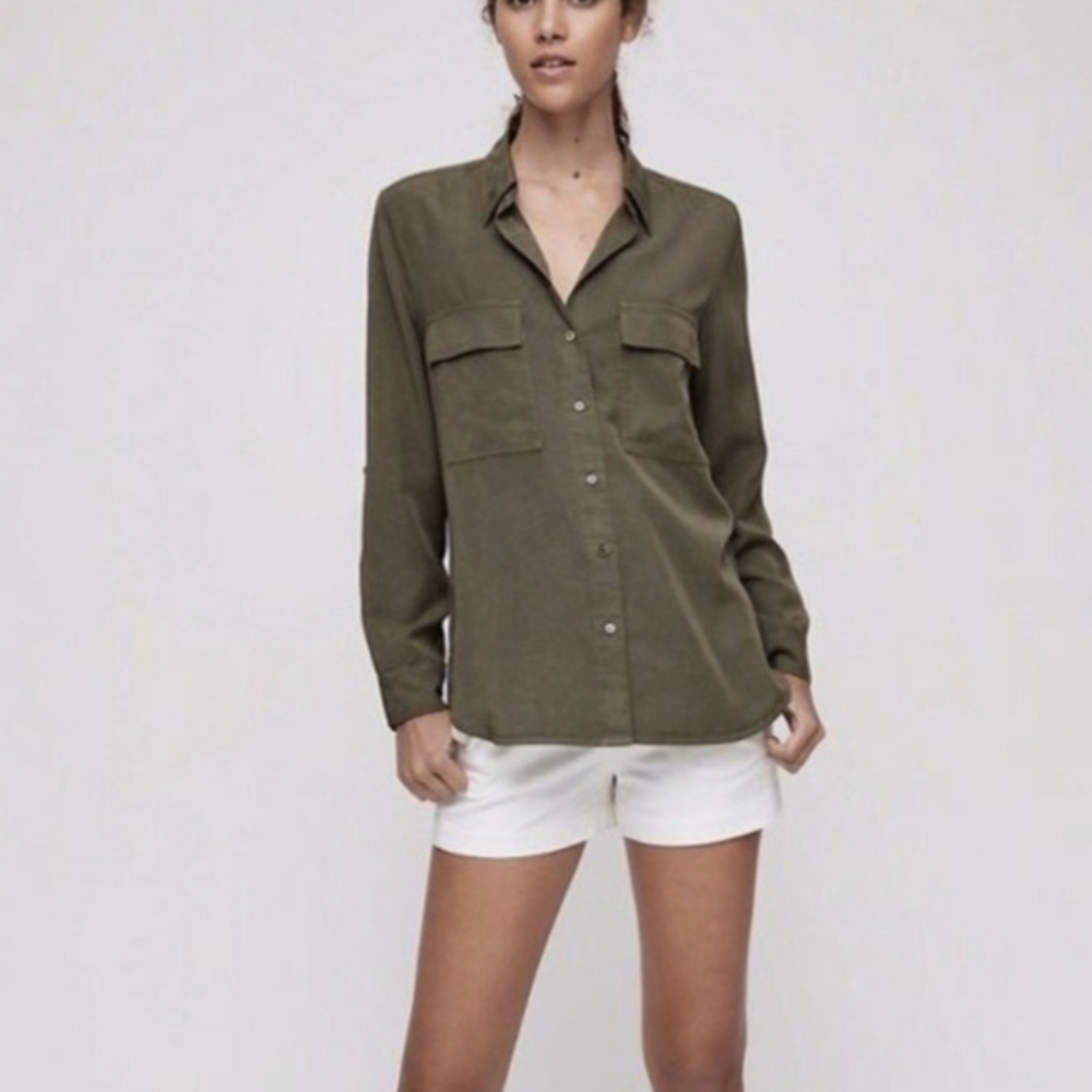Aritzia Olive Green Blouse